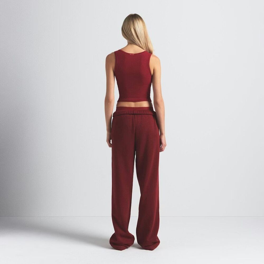 Skims Cotton Fleece Classic Straight Leg Pant Merlot Small new with tags - Picture 5 of 8